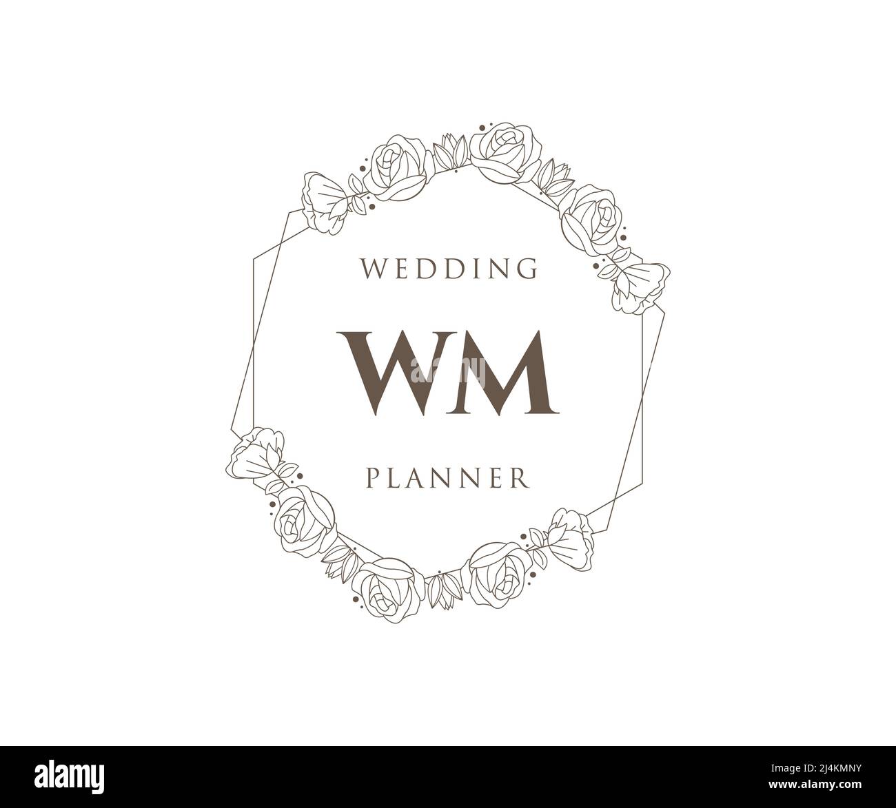 WM initiales lettre mariage monogramme logos collection, dessin à la main moderne minimaliste et modèles floraux pour cartes d'invitation, Save the Date, élégant Illustration de Vecteur