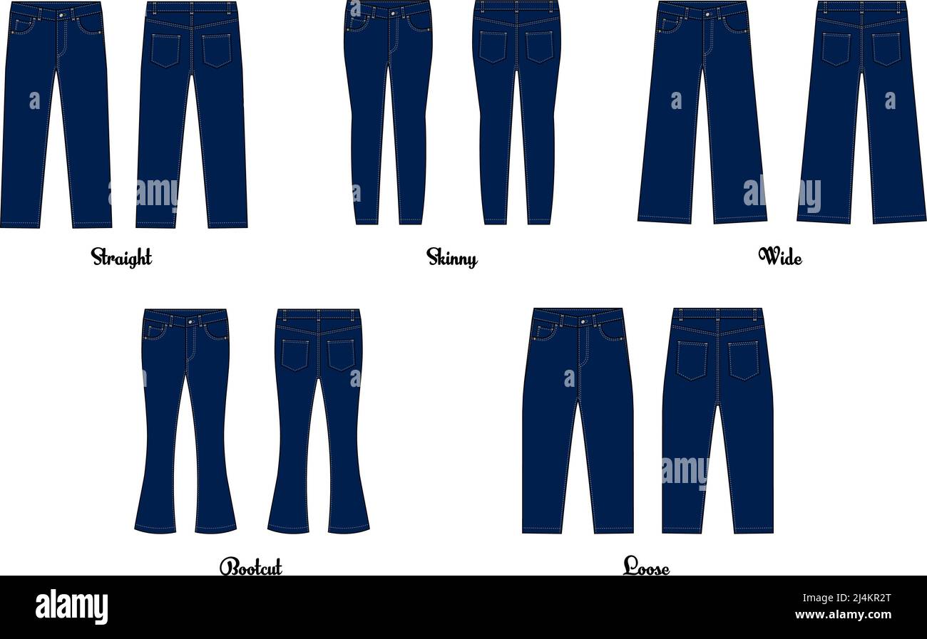 Jeu de modeles d illustration de jeans de differentes formes Image Vectorielle Stock Alamy