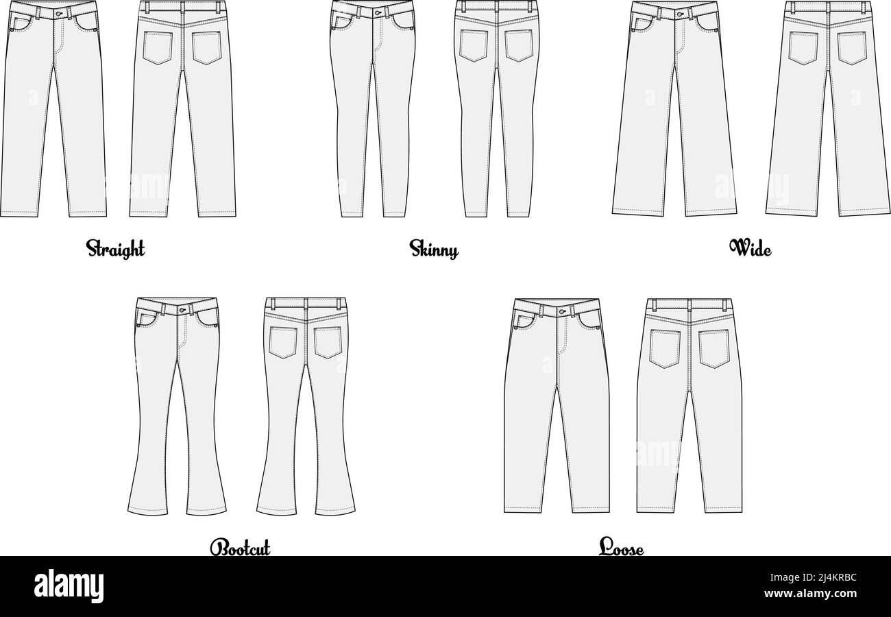 Jeu de modèles d'illustration de jeans de différentes formes Image  Vectorielle Stock - Alamy