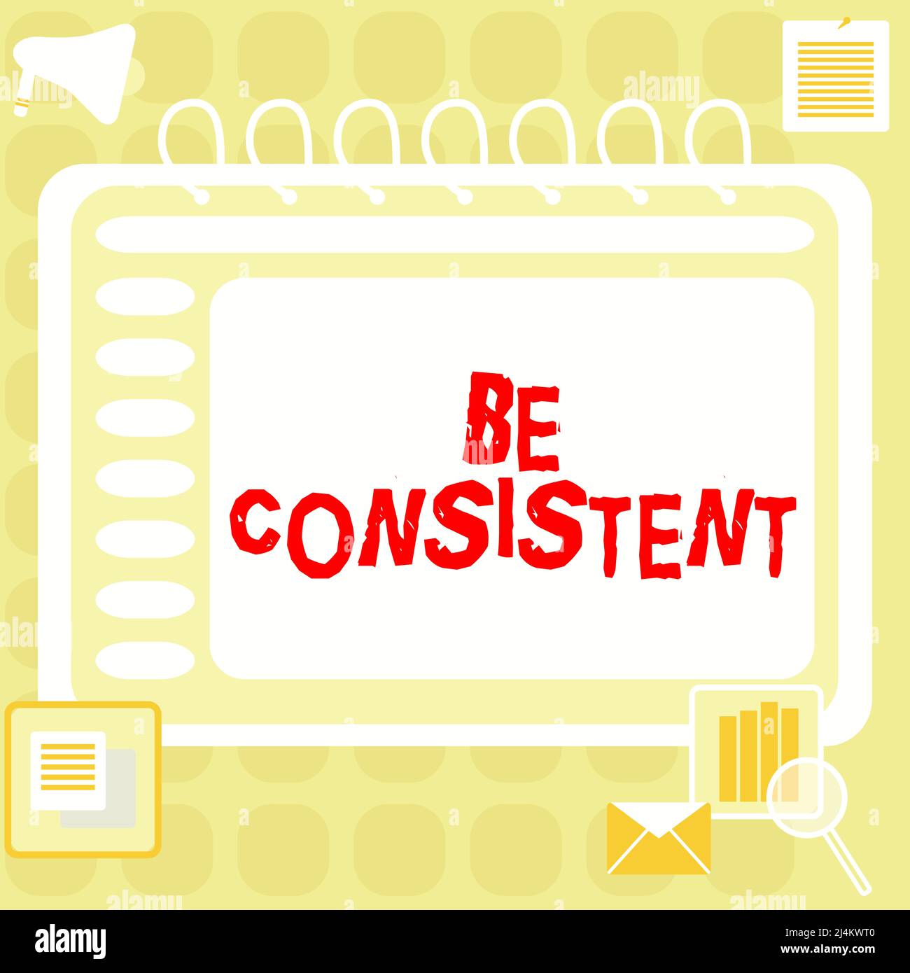 L'affichage des affiches doit être uniforme. Internet concept uniforme persistent ferme inaltérable même sans changement Rapport blanc ouvert spirale Notebook avec Un Banque D'Images