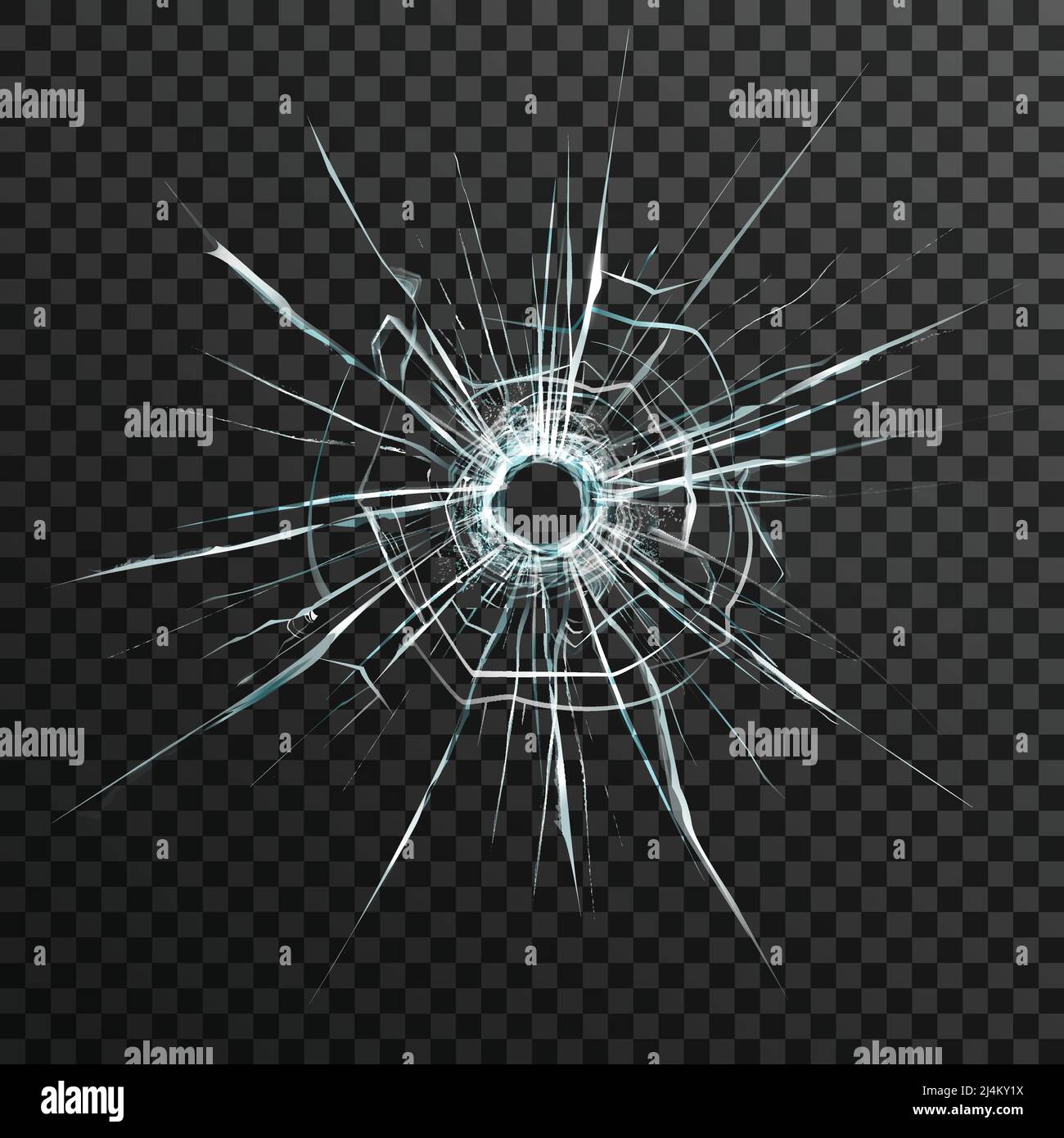 Trou rond en verre transparent sur fond abstrait avec illustration vectorielle grise et noire de style réaliste. Illustration de Vecteur