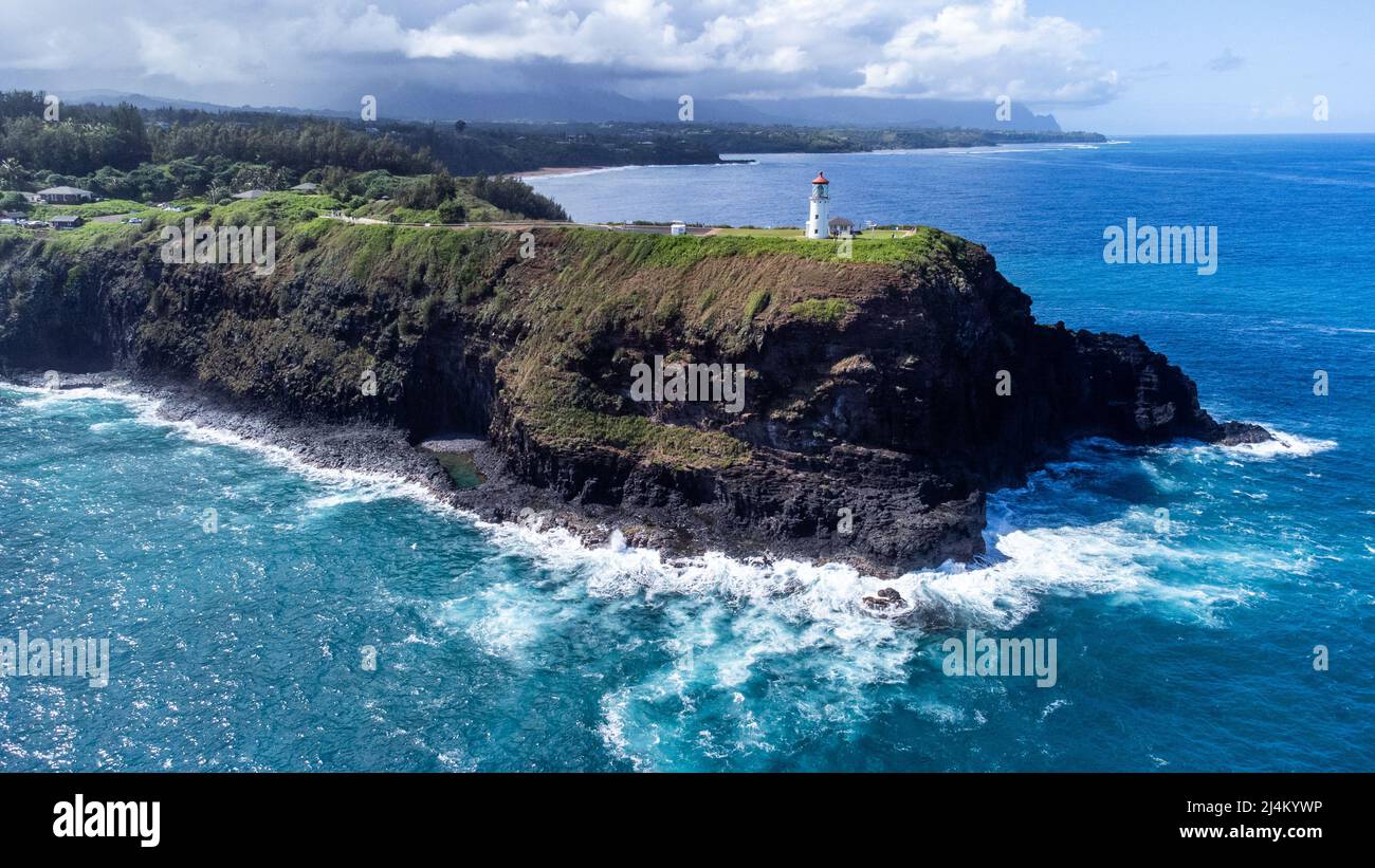 Le phare de Kilauea, Kilauea, Kauai, Hawaii Banque D'Images