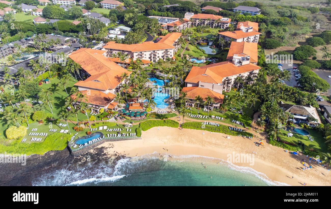 Marriott Waiohai Beach Club, Marriott Vacation Club, Koloa, Kauai, Hawaï Banque D'Images