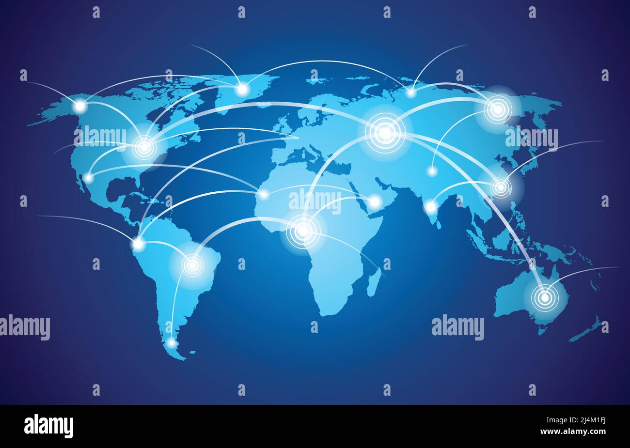 Carte du monde avec la technologie mondiale ou de lien social avec les noeuds de réseau et liens vector illustration Illustration de Vecteur