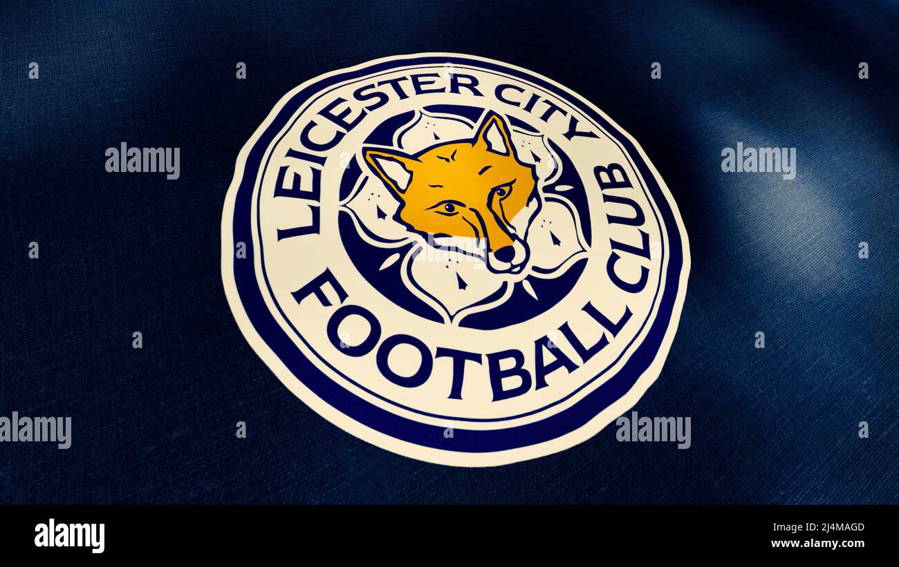 L'emblème de l'équipe de football. Motion.Leicester City football club sur  une toile lumineuse Photo Stock - Alamy