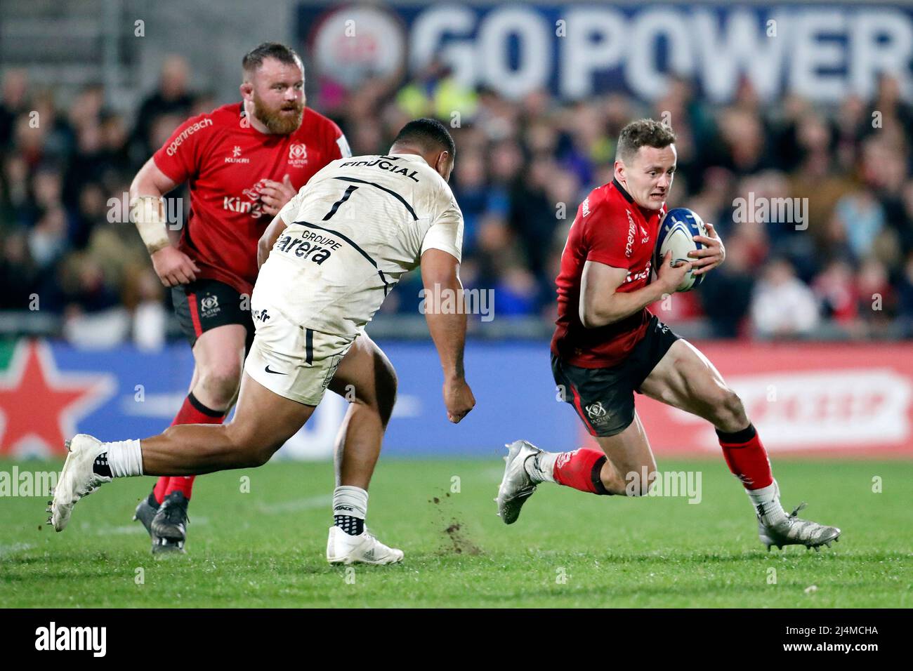 Mike Lowry d'Ulster lors de la coupe des champions Heineken ronde de 16, deuxième match de la jambe au Kingspan Stadium, Belfast. Date de la photo: Samedi 16 avril 2022. Banque D'Images