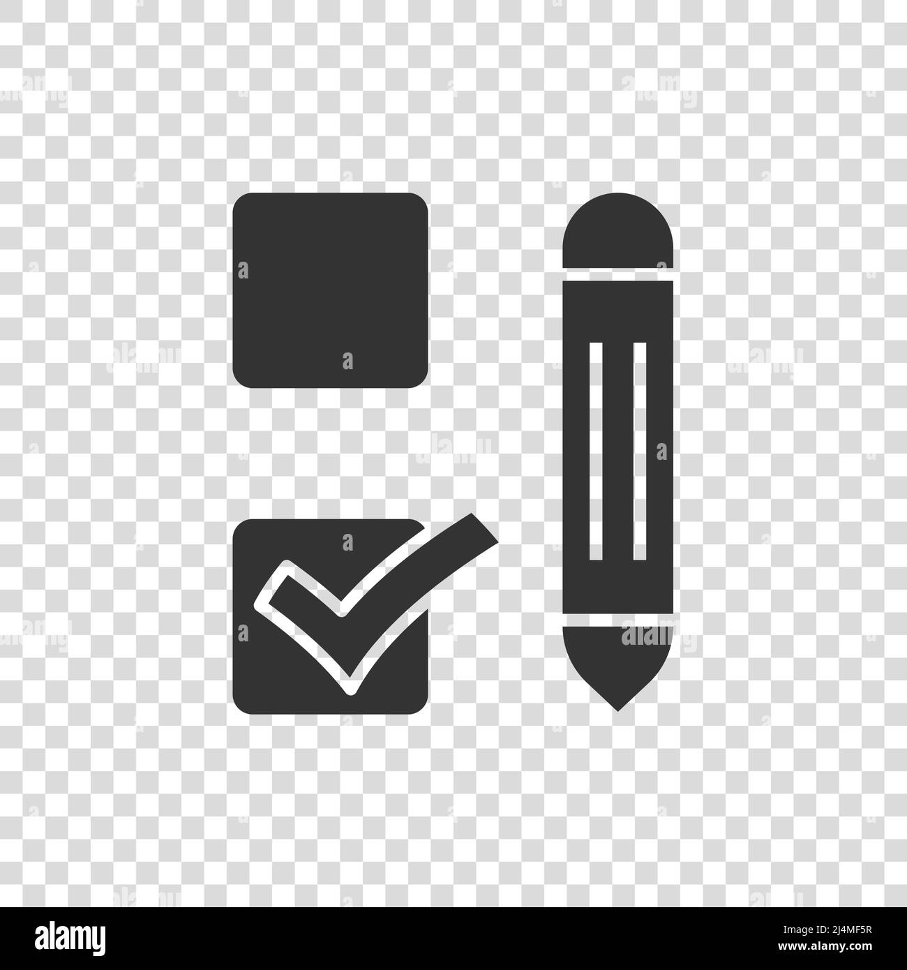 Icône du document Liste de contrôle à plat. Illustration du vecteur de sondage sur fond blanc isolé. Cochez la case choix du concept commercial. Illustration de Vecteur