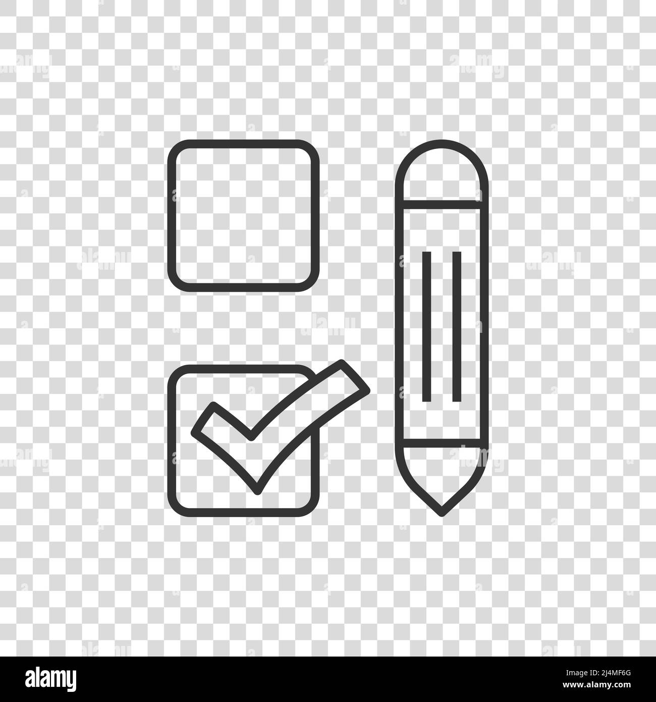 Icône du document Liste de contrôle à plat. Illustration du vecteur de sondage sur fond blanc isolé. Cochez la case choix du concept commercial. Illustration de Vecteur