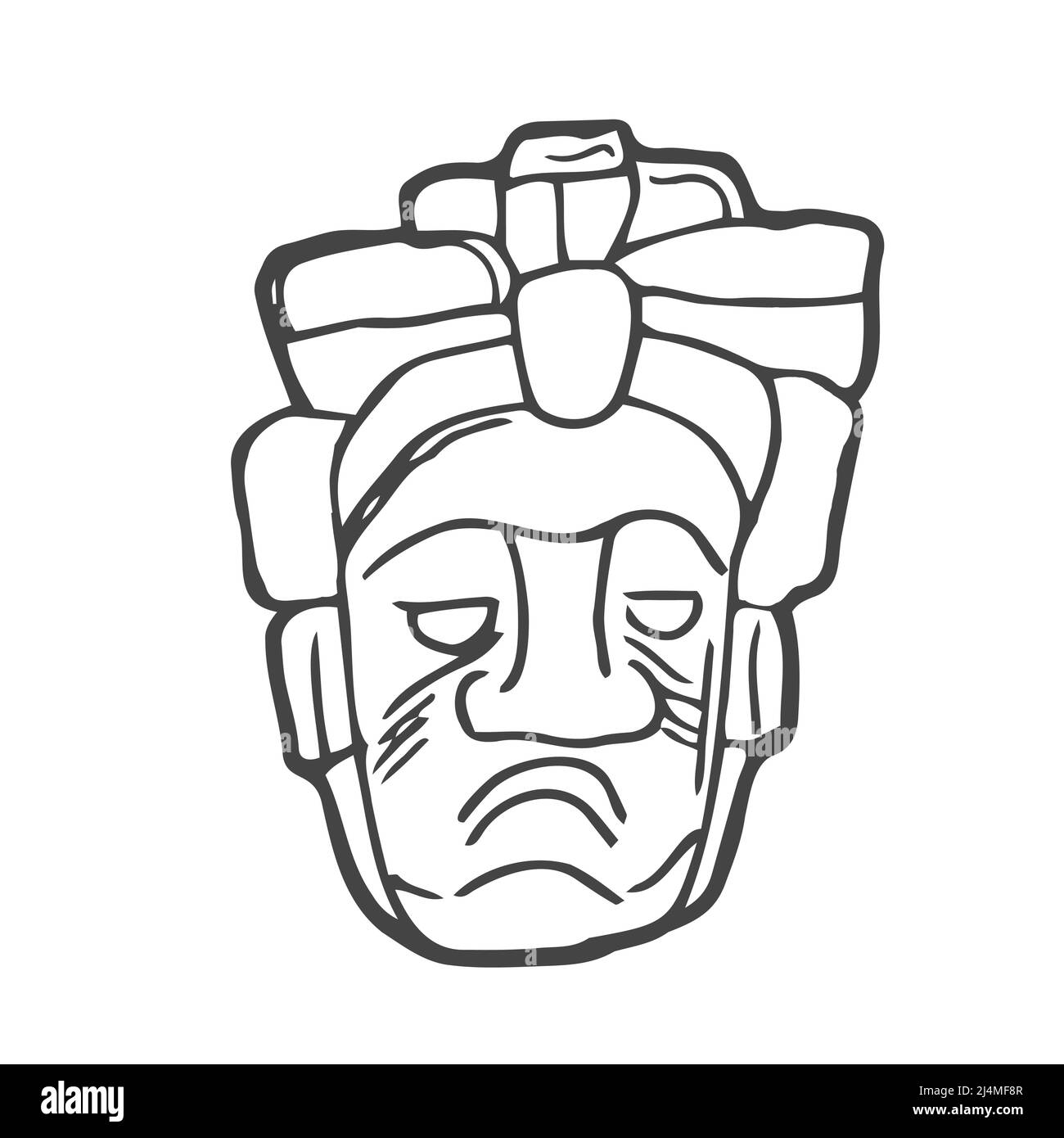 Page de coloriage du masque aztèque mexicain, africain. Culture visage ethnique. Illustration de Vecteur