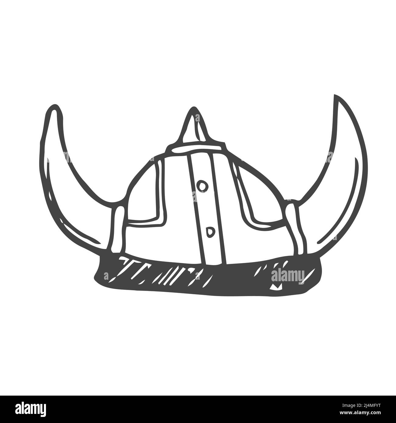 Casque Viking Doodle. Casque viking noir et blanc Illustration de Vecteur