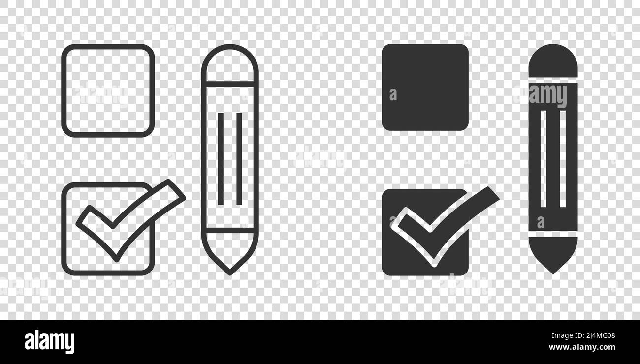 Icône du document Liste de contrôle à plat. Illustration du vecteur de sondage sur fond blanc isolé. Cochez la case choix du concept commercial. Illustration de Vecteur