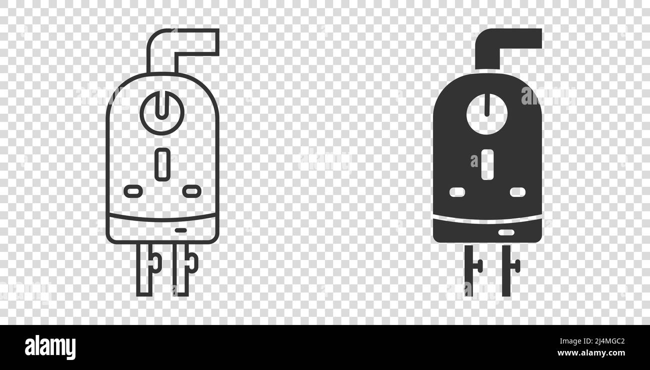 Icône de chaudière à gaz de style plat.Illustration du vecteur de l'élément chauffant sur un arrière-plan isolé.Concept commercial du signe d'ébullition. Illustration de Vecteur