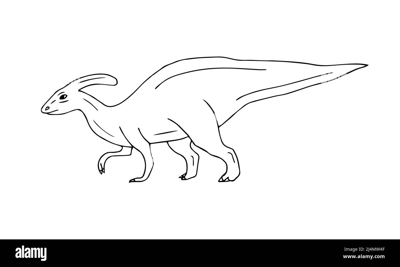 Dessin d'un dinosaure à dessin manuel de vecteur parasaurolophus dinosaure isolé sur fond blanc Illustration de Vecteur