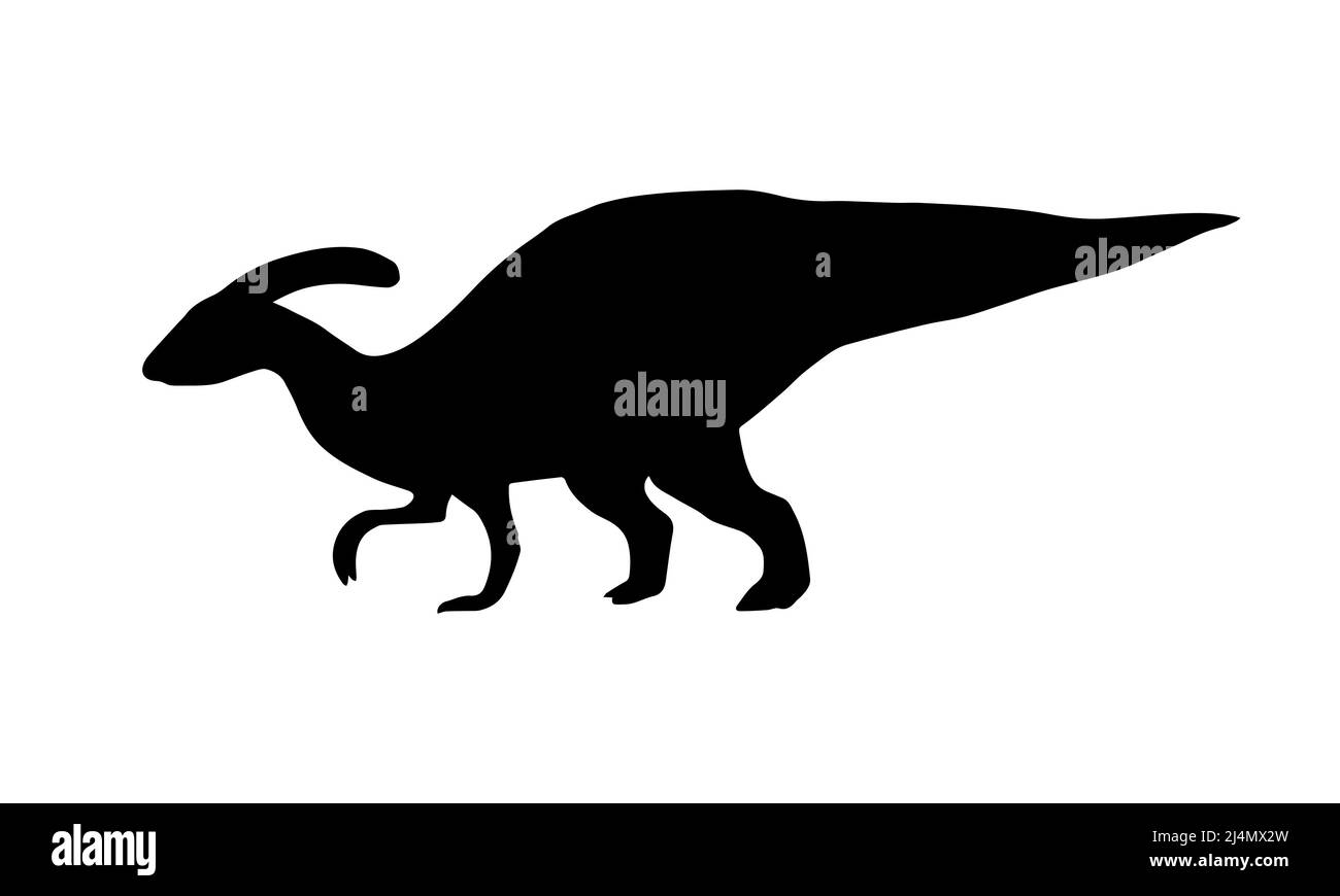 Silhouette de dinosaure parasaurolophus noir vectoriel isolée sur fond blanc Illustration de Vecteur