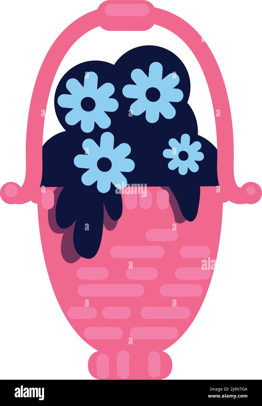 Panier à fleurs pour objet vectoriel de couleur semi-plat de cimetière Illustration de Vecteur