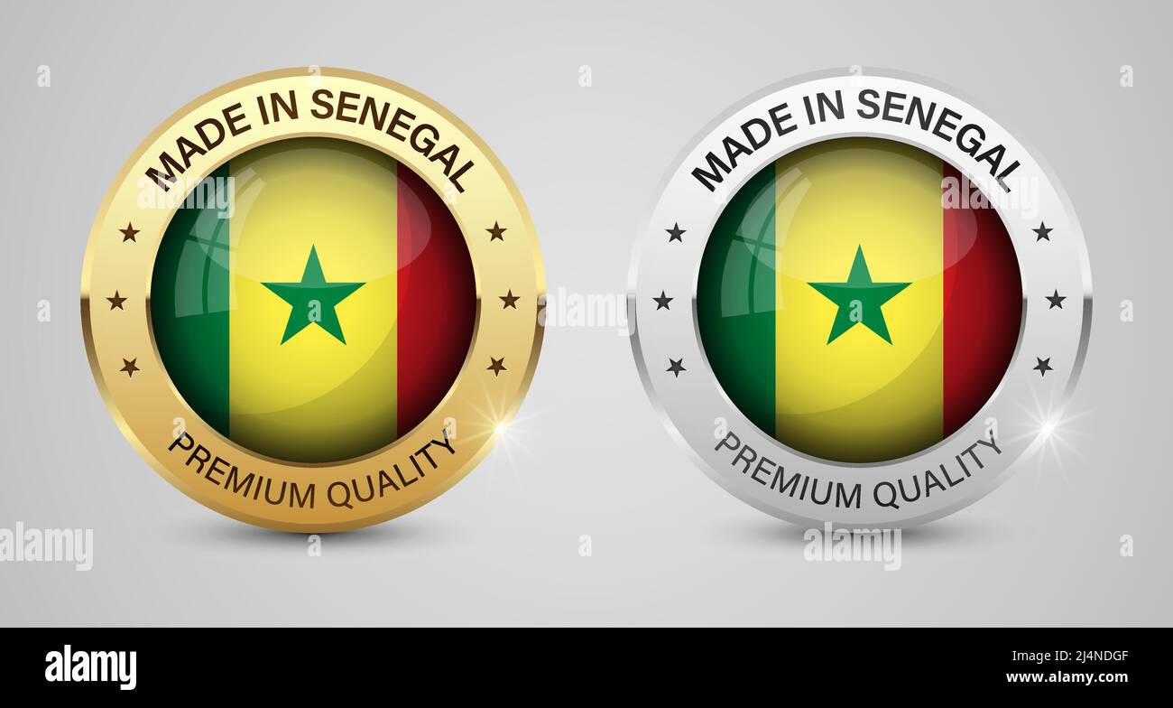Jeu de graphiques et d'étiquettes fabriqués au Sénégal. Certains éléments d'impact pour l'utilisation que vous voulez en faire. Illustration de Vecteur