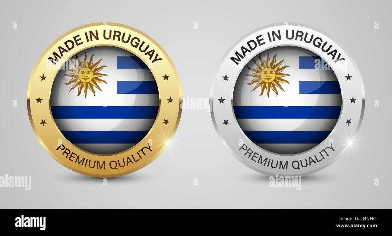Jeu de graphiques et d'étiquettes fabriqués en Uruguay. Certains éléments d'impact pour l'utilisation que vous voulez en faire. Illustration de Vecteur