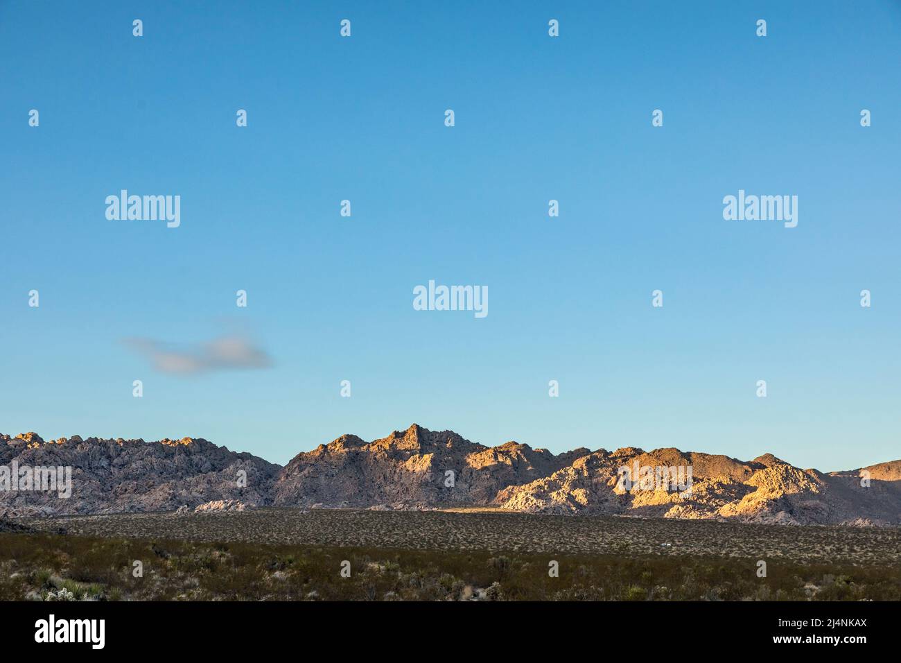 Lever du soleil sur Indian Cove, parc national de Joshua Tree, Californie, États-Unis. Banque D'Images