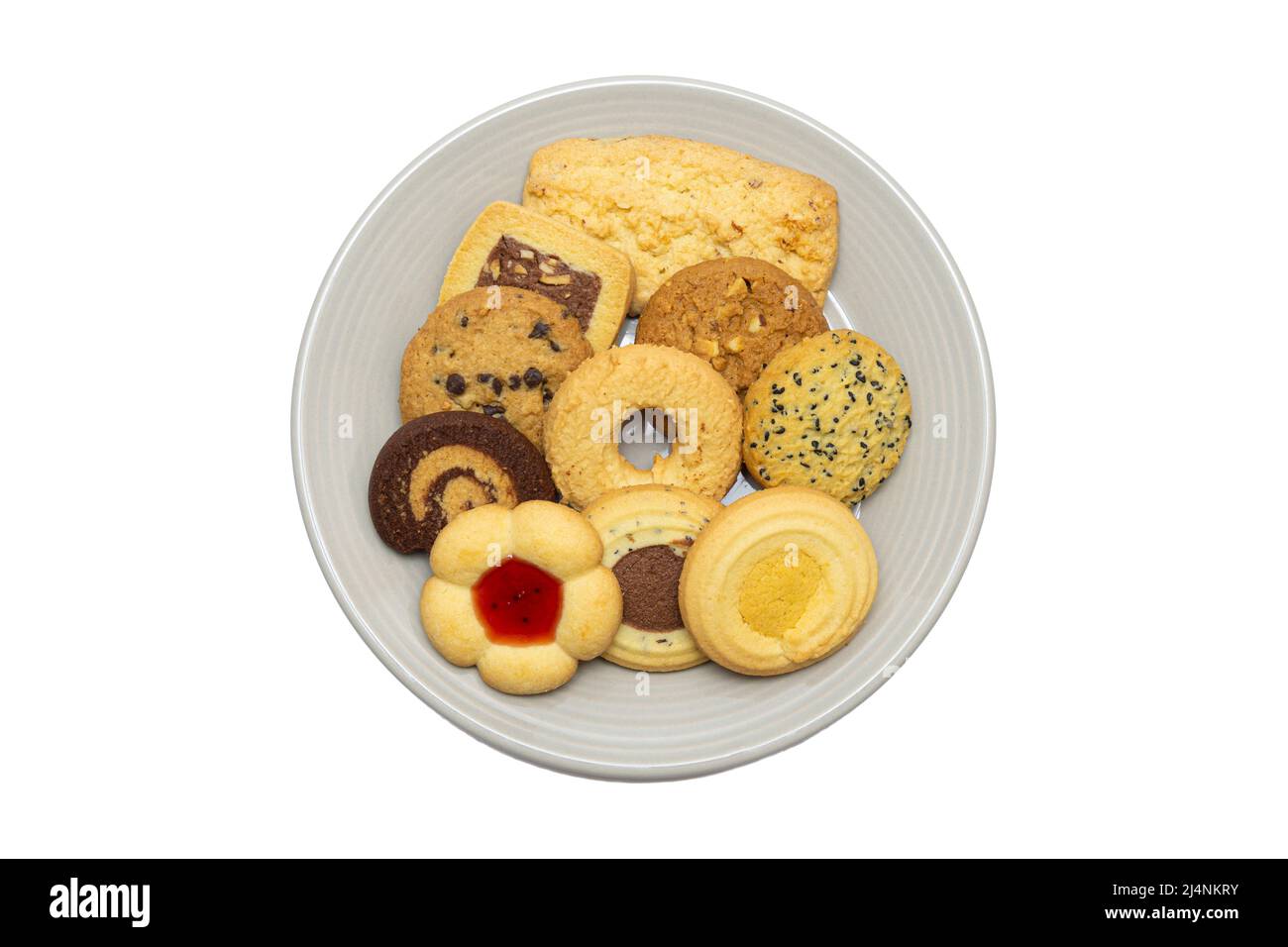 Différents types de biscuits sucrés dans des bols Banque D'Images