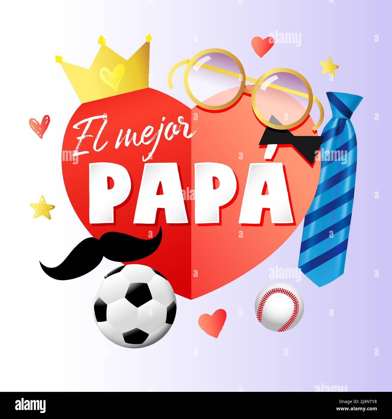 El Mejor Papa - meilleur papa jamais, congrats espagnols. Icône de la fête des pères. Carte de vœux créative Happy Pères Day avec 3D objets de style. abs isolé Illustration de Vecteur