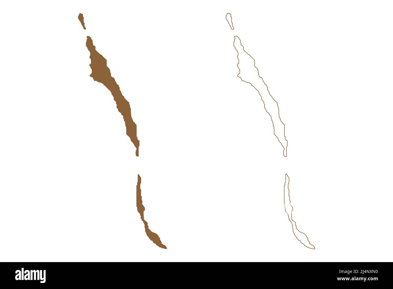 Îles Desertas (Archipel de Madère, Portugal, République portugaise) carte illustration vectorielle, scribble sketch Ilis Deserta Grande, Bugio et Chao is Illustration de Vecteur