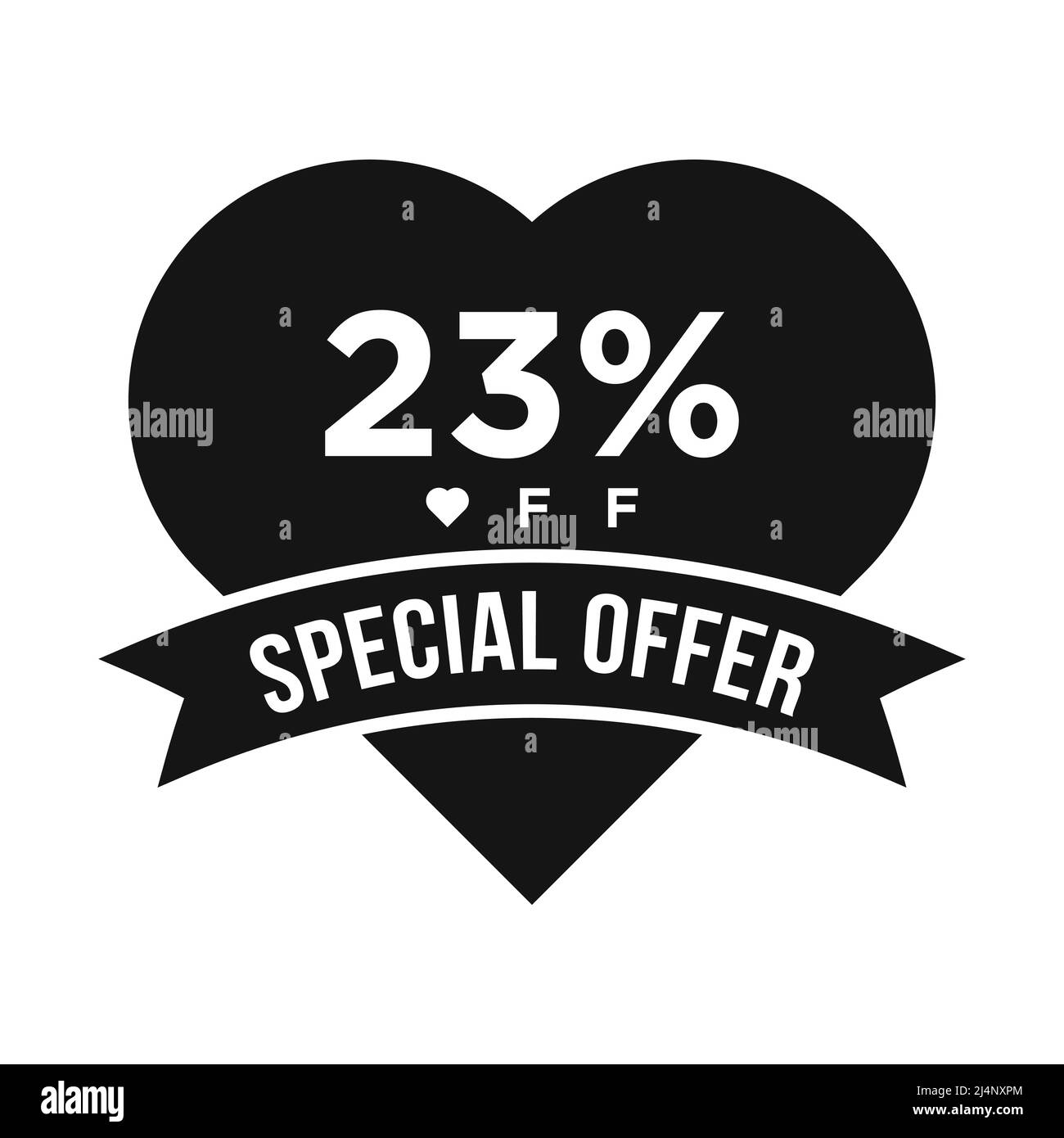 23 % de remise sur la bannière de la promotion de remise. Offre spéciale, événement, solde de Saint-Valentin, modèle de scénario d'étiquettes de réduction pour les fêtes Illustration de Vecteur