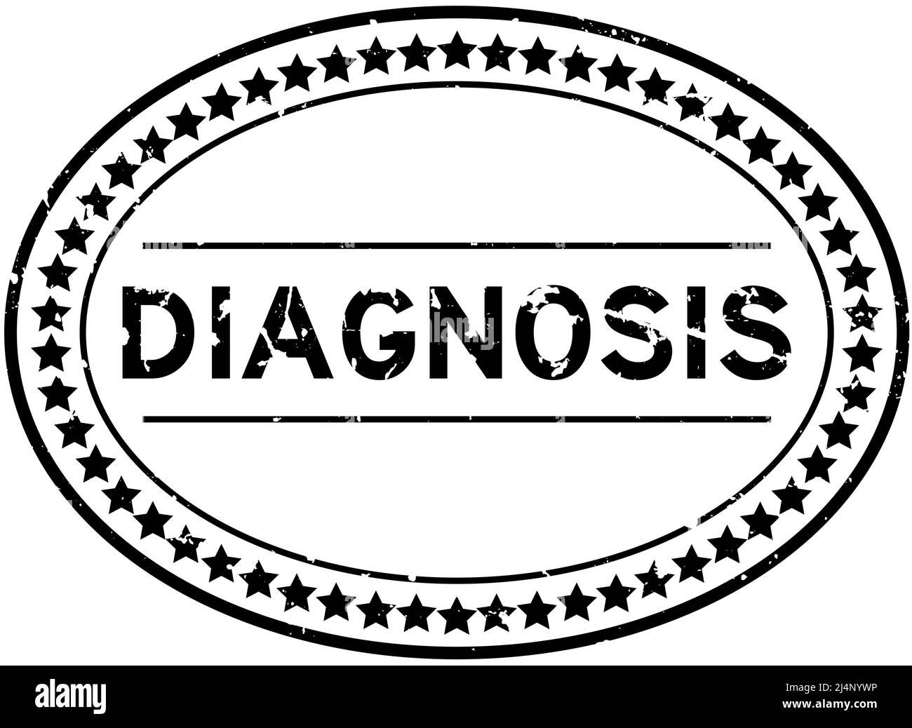 Grunge le mot de diagnostic noir joint ovale en caoutchouc sur fond blanc Illustration de Vecteur