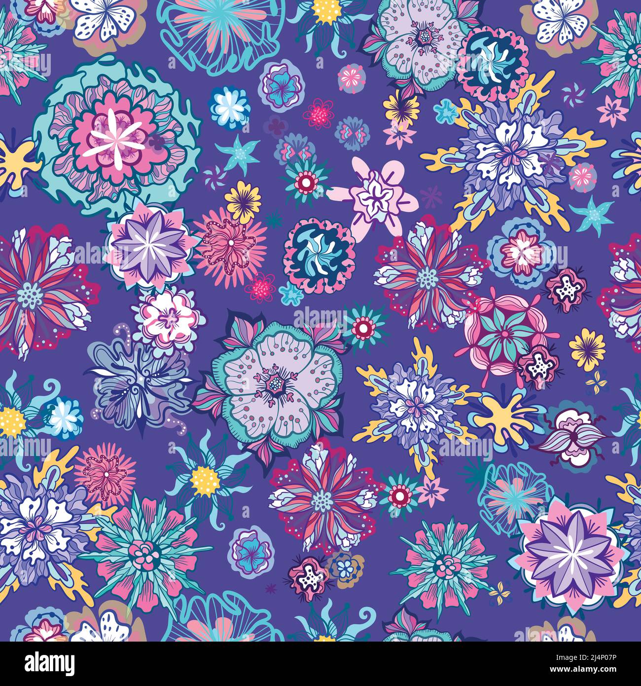 Décor futuriste créatif et coloré vectoriel floral sans couture Illustration de Vecteur