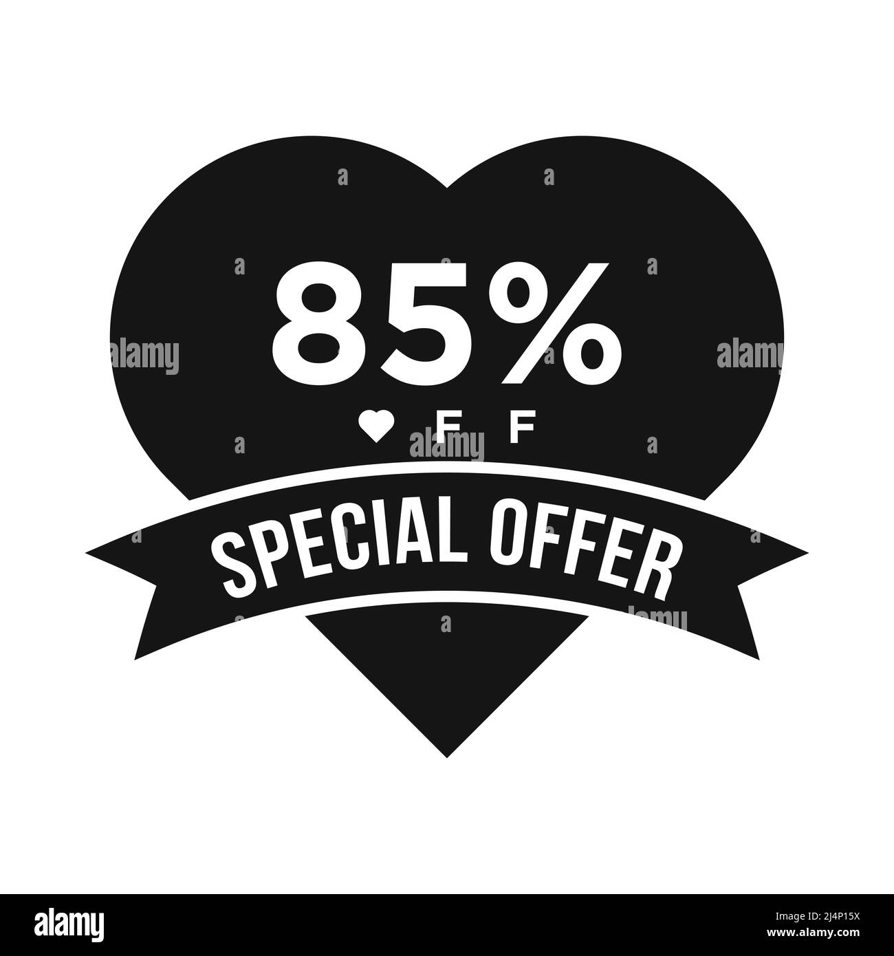 85 % de remise sur la bannière de la promotion de remise. Offre spéciale, événement, solde de Saint-Valentin, modèle de scénario d'étiquettes de réduction pour les fêtes Illustration de Vecteur