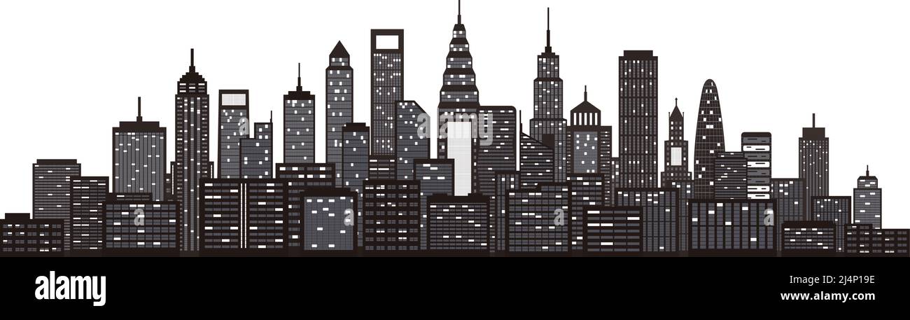 Modern City Skyline sur fond blanc Illustration de Vecteur