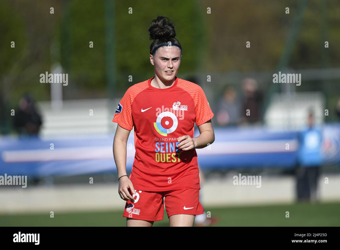 Agathe Donnary de GPSO 92 Issy lors du championnat féminin de France D1 Arkema football match entre Paris Saint-Germain (PSG) et GPSO 92 Issy le 16 avril 2022 au stade Georges Lefevre à Saint-Germain-en-Laye, France - photo: Victor Joly/DPPI/LiveMedia Banque D'Images
