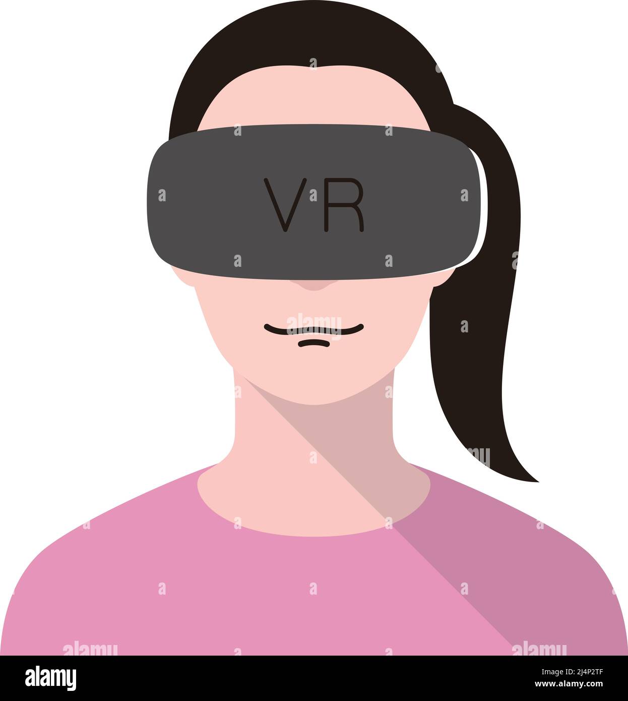 Beauté fille portant des lunettes de réalité virtuelle. Vue de face, jeux, illustration vectorielle Illustration de Vecteur