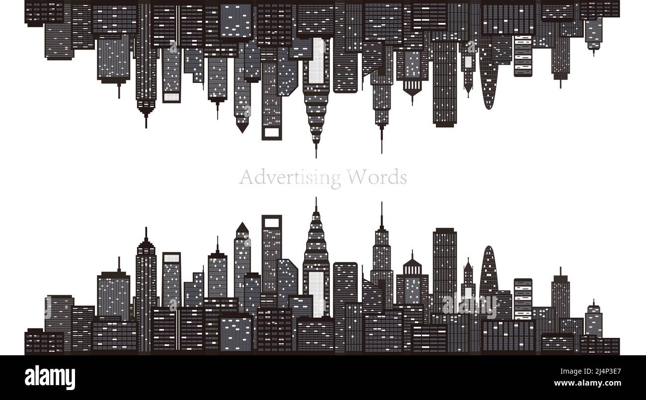 Miroir de Modern City Skyline sur fond blanc Illustration de Vecteur
