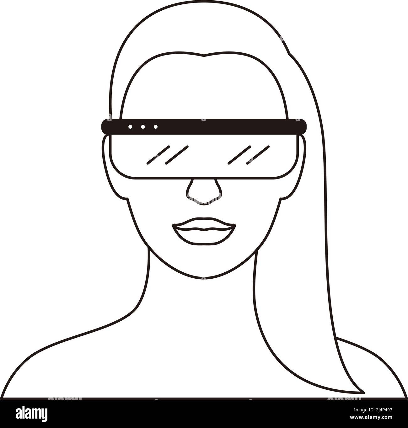 Beauté fille portant des lunettes de réalité virtuelle. Vue de face, jeux, recherche, illustration vectorielle Illustration de Vecteur