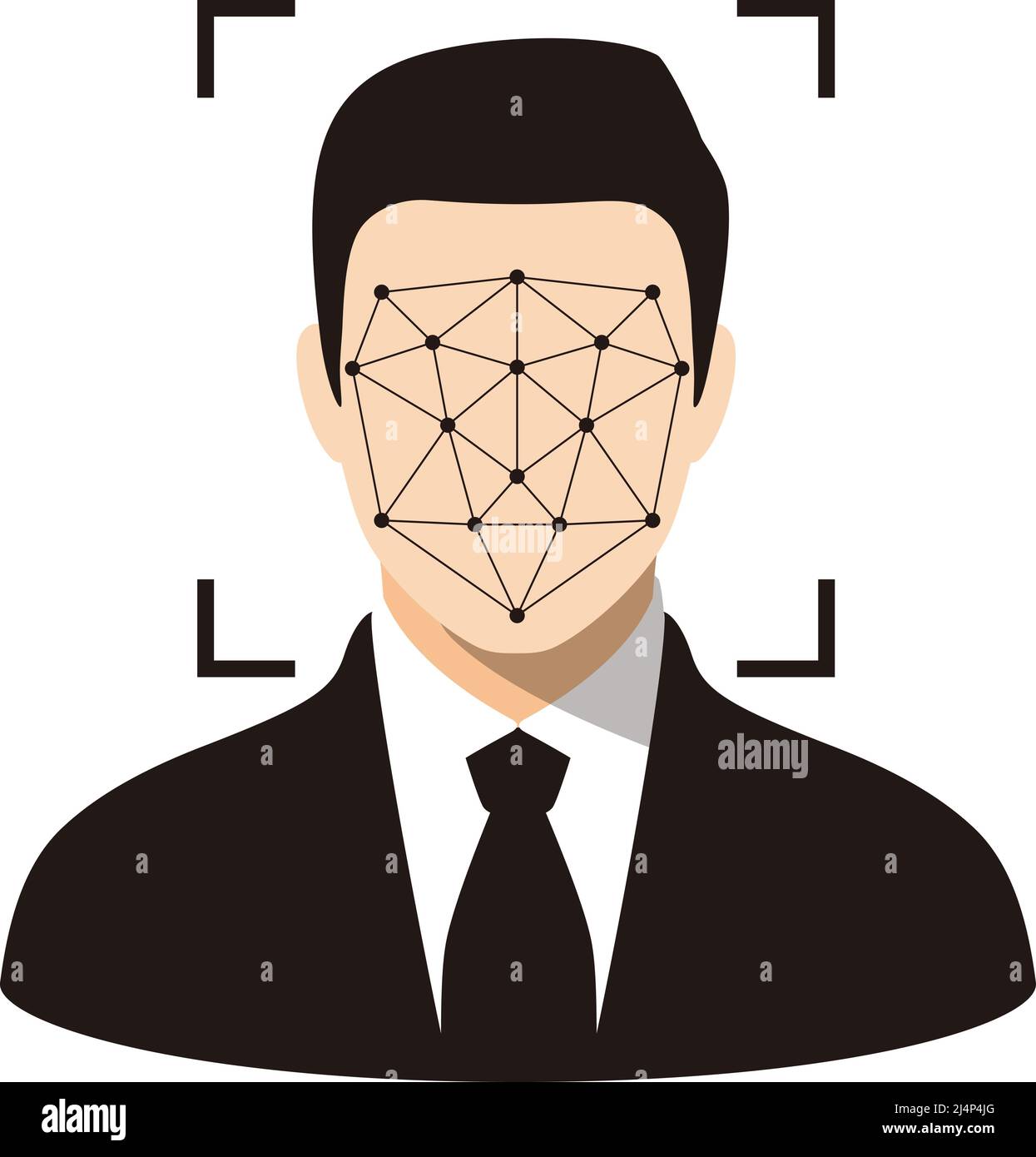 Identification des visages, icônes de concept du système de reconnaissance faciale, identification biométrique, vérification personnelle, illustration vectorielle simple Illustration de Vecteur