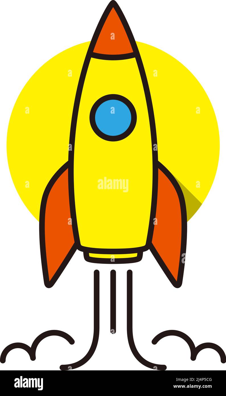 Une fusée plate unique vole dans l'espace, illustration vectorielle Illustration de Vecteur