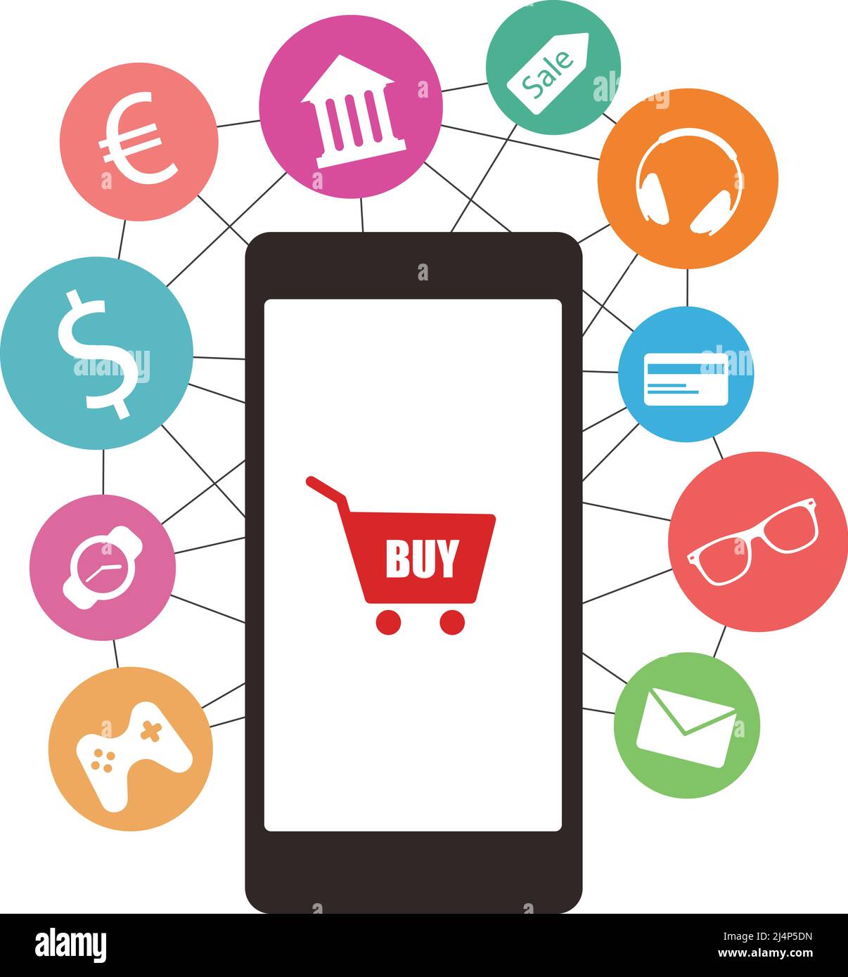 Acheter quelque chose par téléphone intelligent, concept d'entreprise Illustration de Vecteur