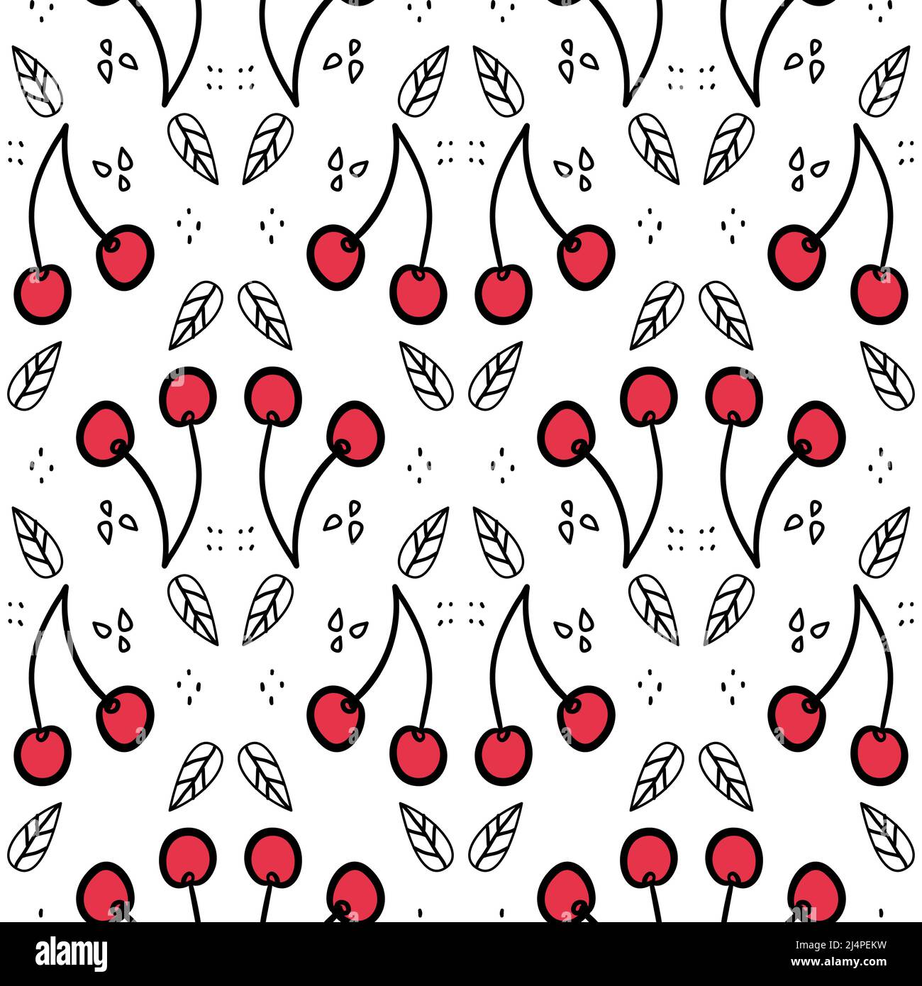 Motif de répétition de cerise douce.Texture sans couture avec baies sauvages.Motifs d'été avec des ingrédients alimentaires frais et sains Illustration de Vecteur