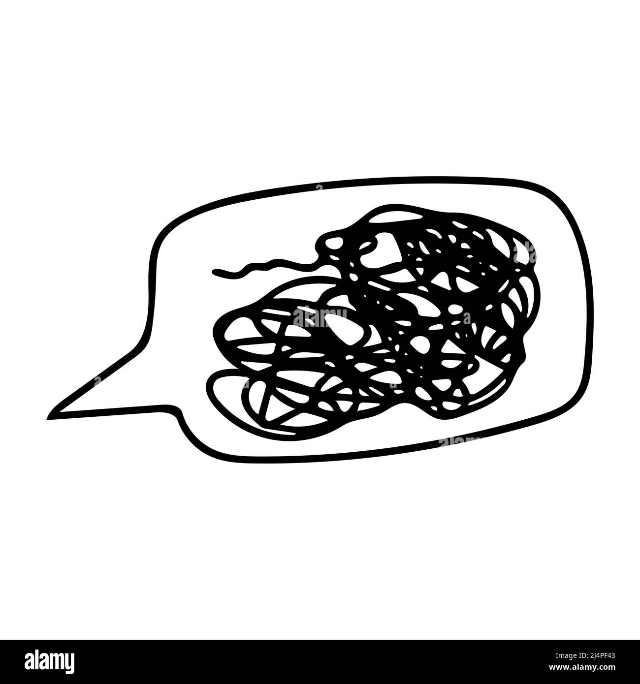 Icône en forme de ligne de bulle pour les idées confuses. État mental déprimé avant la thérapie, cerveau surpensant tout Illustration de Vecteur