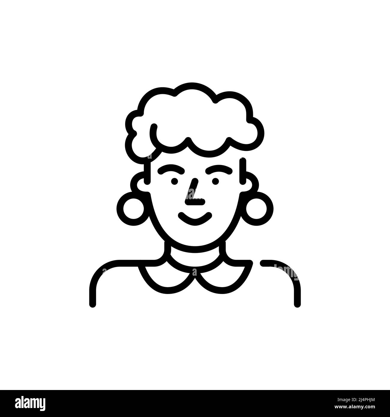 Vieille dame élégante en vêtements rétro. Pixel Perfect, icône de contour modifiable Illustration de Vecteur