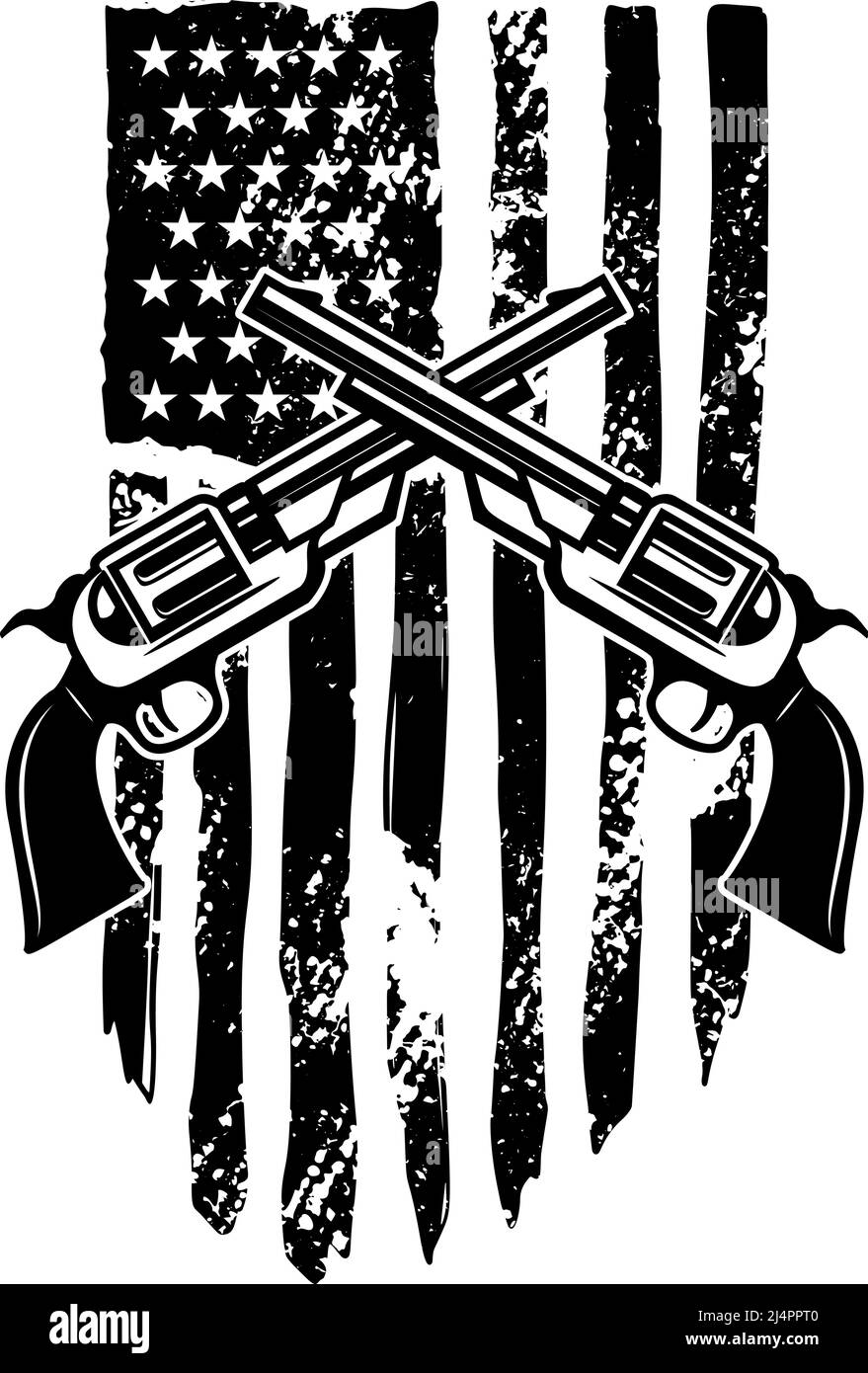 Drapeau patriotique avec armes à feu, graphisme réaliste
