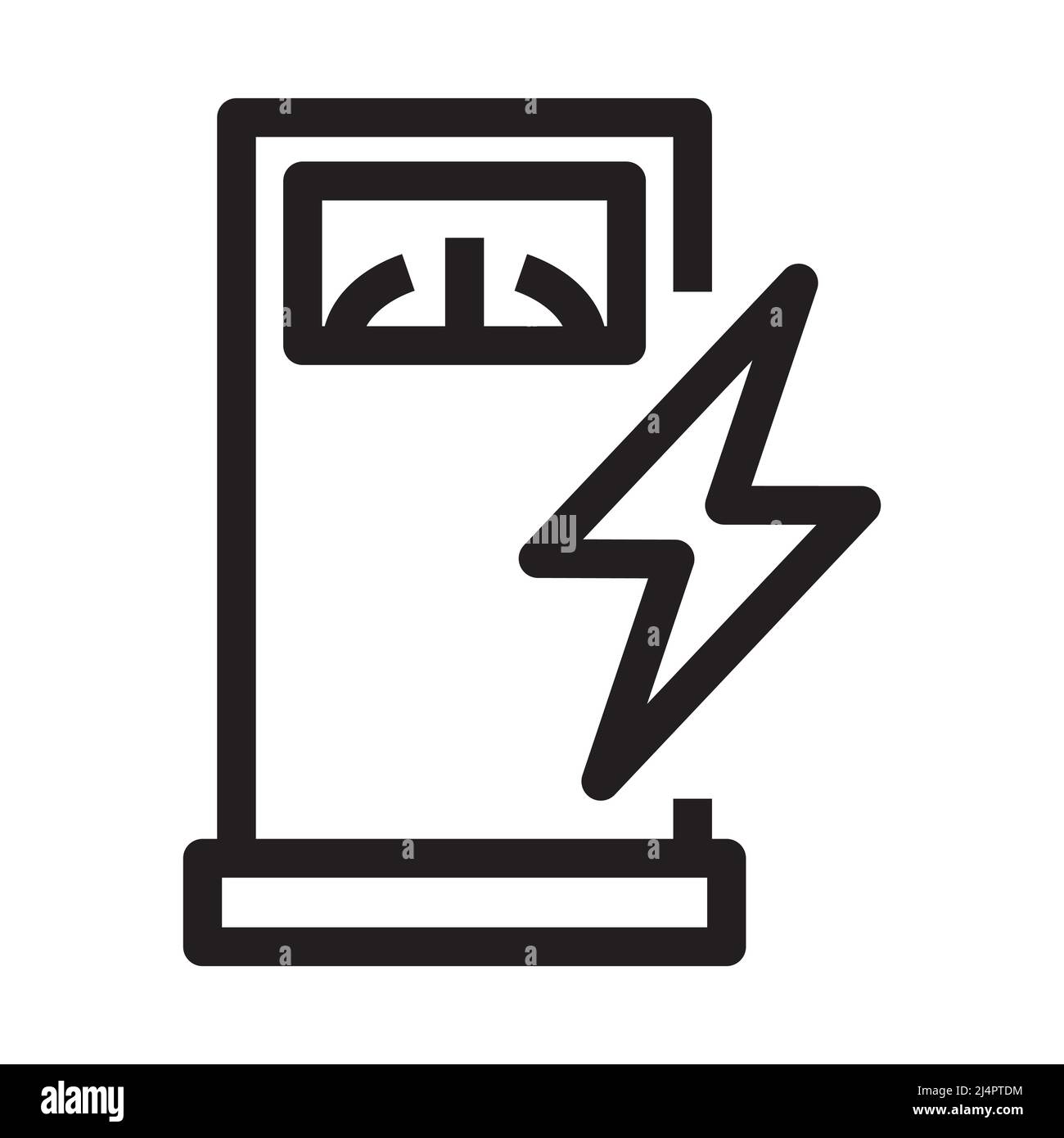 Icône de station de charge de voiture électrique en forme de contour sur fond blanc Illustration de Vecteur