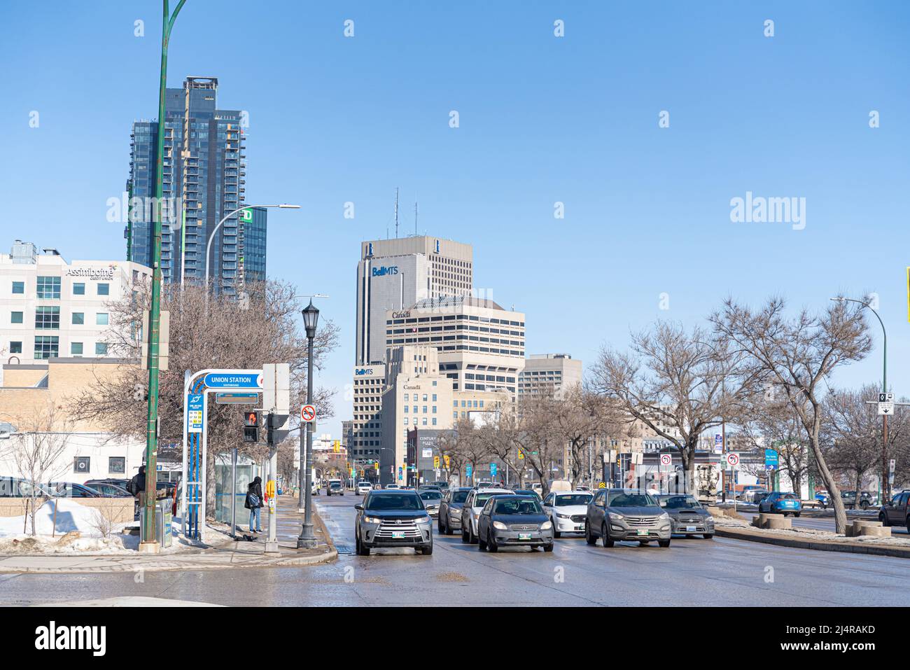 17 2022 mars - Winnipeg Manitba Canada - Skyline du centre-ville de Winnipeg Banque D'Images