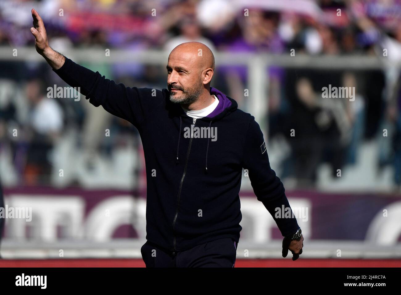 Vincenzo Italiano entraîneur de l'ACF Fiorentina Waves pendant la Serie Un match de football 2021/2022 entre l'ACF Fiorentina et le Venezia FC à Artemio Franchi s. Banque D'Images