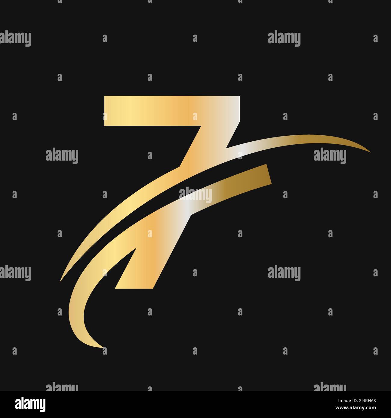 Lettre initiale logo 7 avec logo Swoosh. 7 logo de l'alphabet basé sur le logotype couleur or Illustration de Vecteur