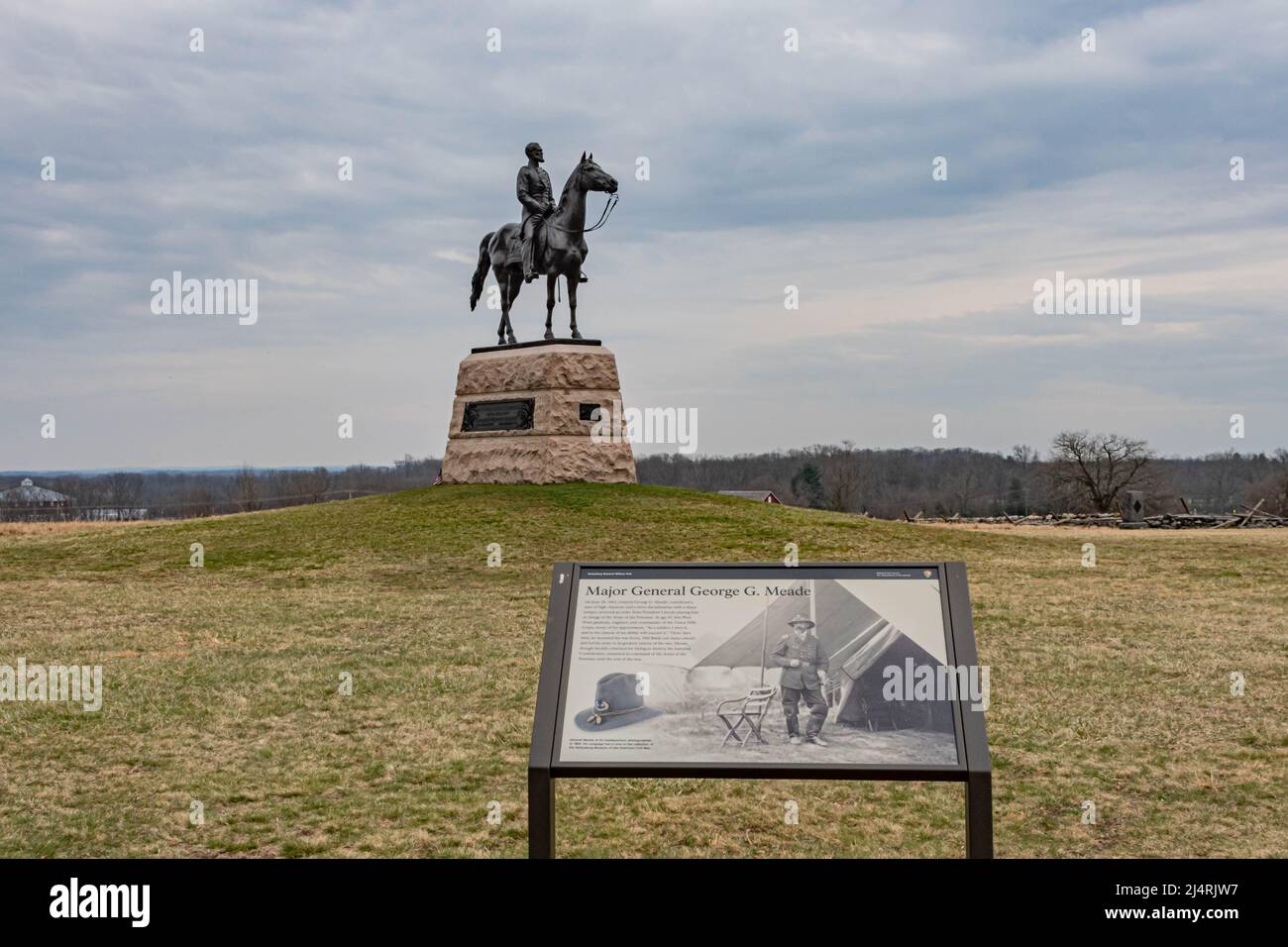 Statue du général George Meade, parc militaire national de Gettysburg, Pennsylvanie, États-Unis Banque D'Images