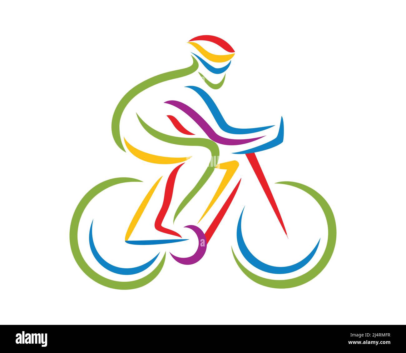 Illustration de motard de montagne coloré avec vecteur de style Silhouette Illustration de Vecteur