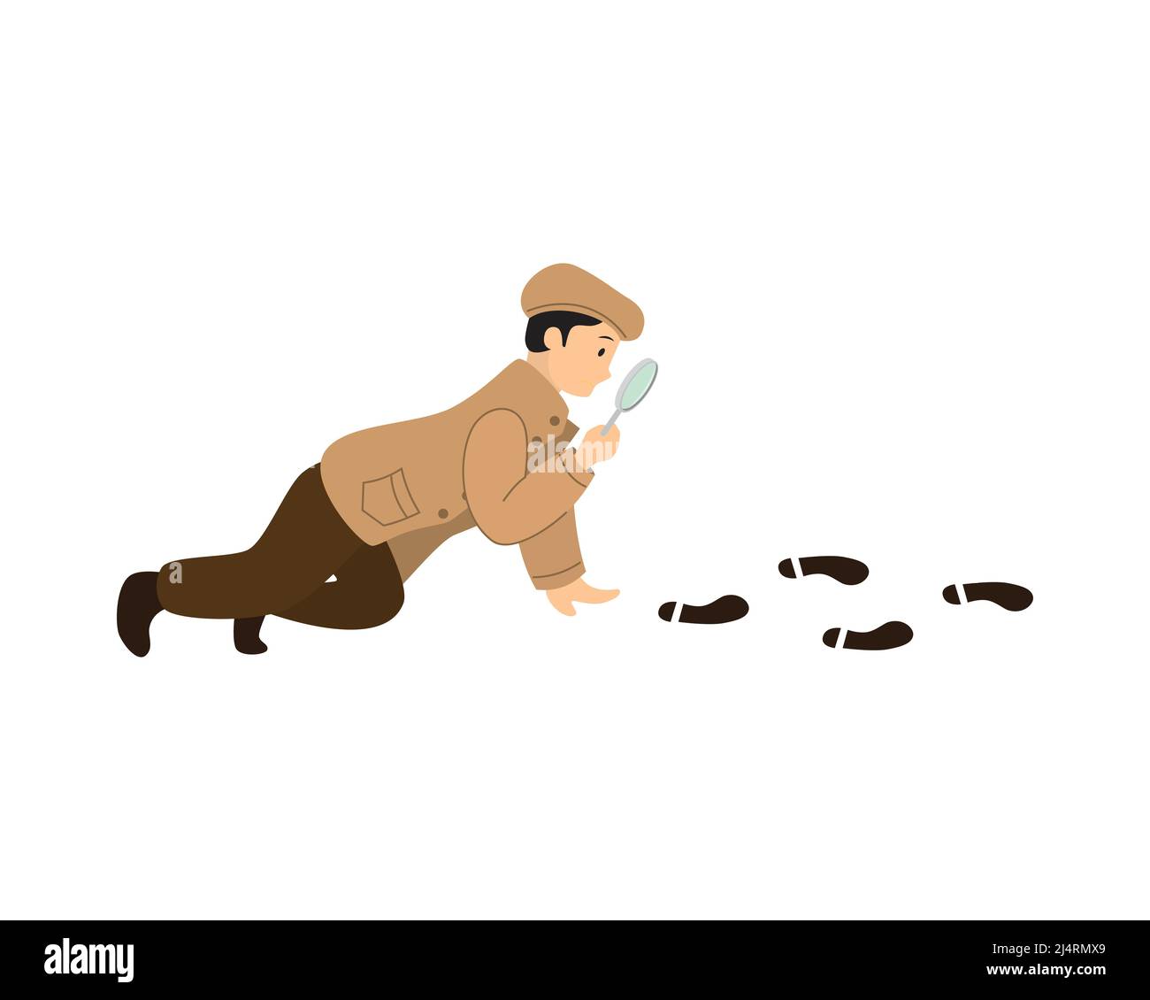 Détective Boy Tracking Footsteps Illustration Vector Illustration de Vecteur