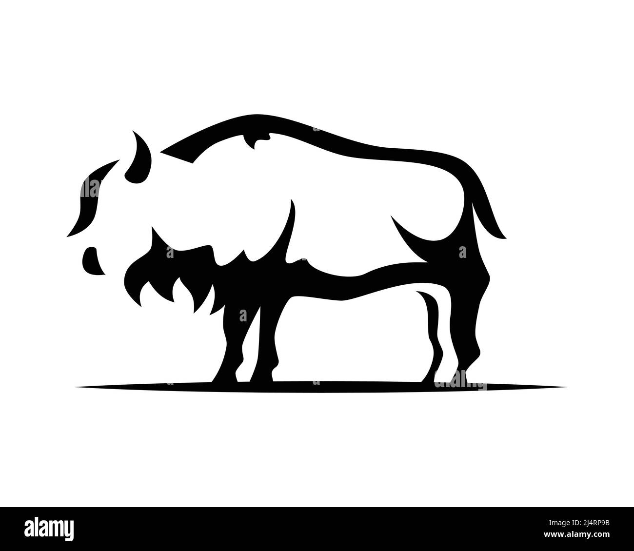 Symbole bison avec vecteur de style silhouette Illustration de Vecteur