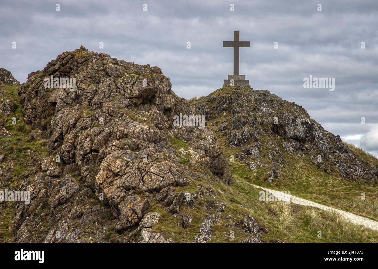 St. Dwynwen's Cross, Newborough, Anglesey, Nord-Ouest du pays de Galles Banque D'Images